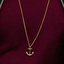 Lucleon Iconic | Gold-Tone Anchor Curb Chain Necklace 12 Lucleon Iconic | Gold-Tone Anchor Curb Chain Necklace -MEN NECKLACES shop 12039 necklace