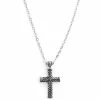 Fort Tempus Silver-Tone Stainless Steel Etched Crucifix Cable Chain Necklace