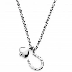Seizmont Ace | Silver-tone Horseshoe & Spade Double Pendant Necklace