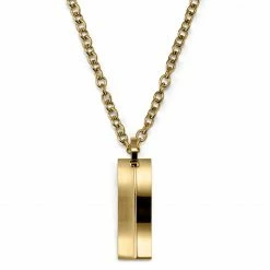Lucleon Gold-Tone Curved Plate Cable Chain Necklace