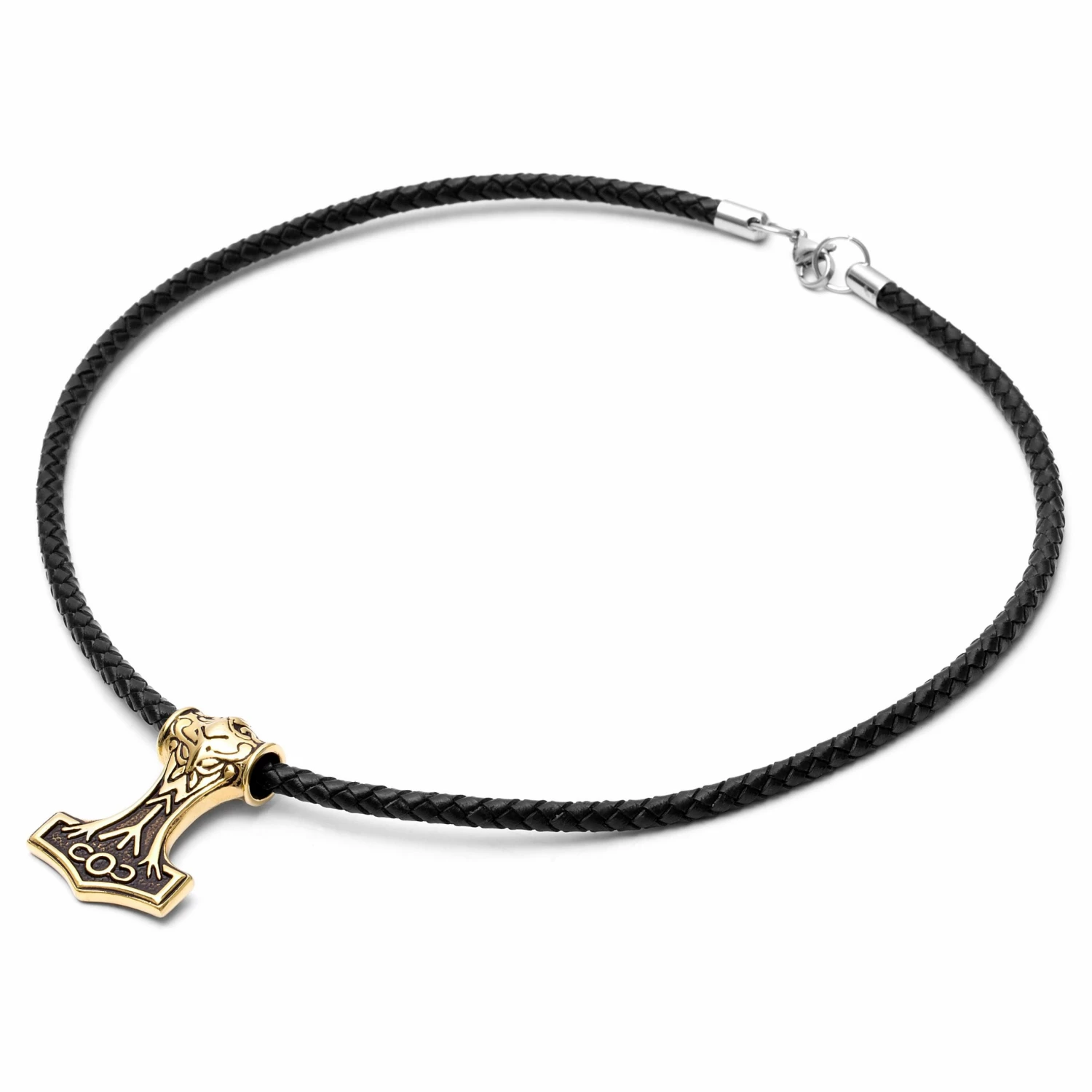 Fort Tempus Black Leather With Gold-Tone Viking Hammer Necklace 5 Fort Tempus Black Leather With Gold-Tone Viking Hammer Necklace - Image 3
