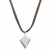 Lucleon Iconic | Brown Leather With Silver-Tone Stainless Steel Triangle Necklace