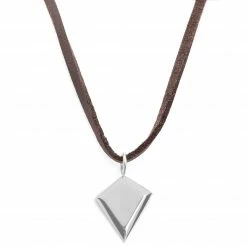 Lucleon Iconic | Brown Leather With Silver-Tone Stainless Steel Triangle Necklace