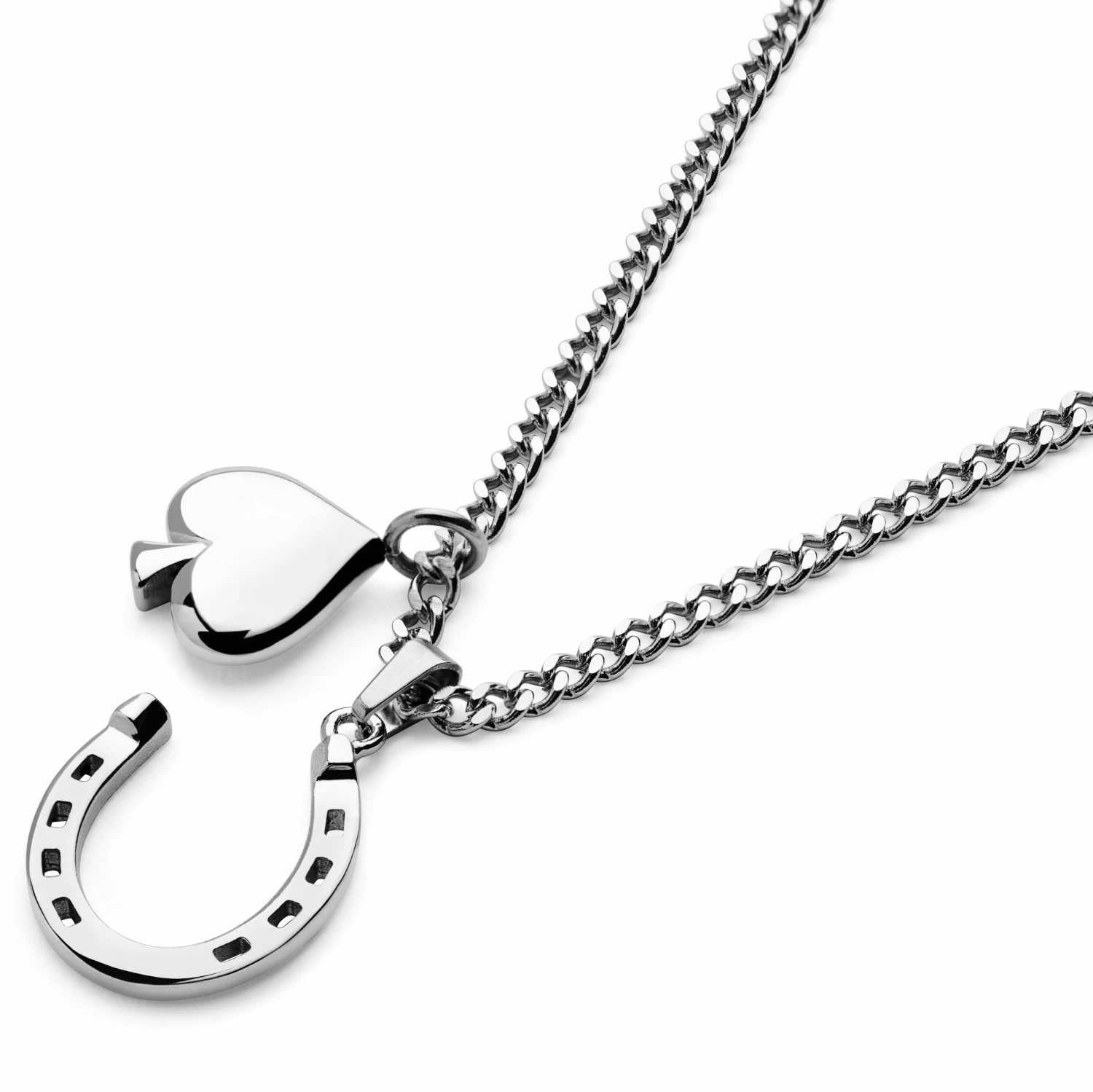 Seizmont Ace | Silver-tone Horseshoe & Spade Double Pendant Necklace 6 Seizmont Ace | Silver-tone Horseshoe & Spade Double Pendant Necklace - Image 4