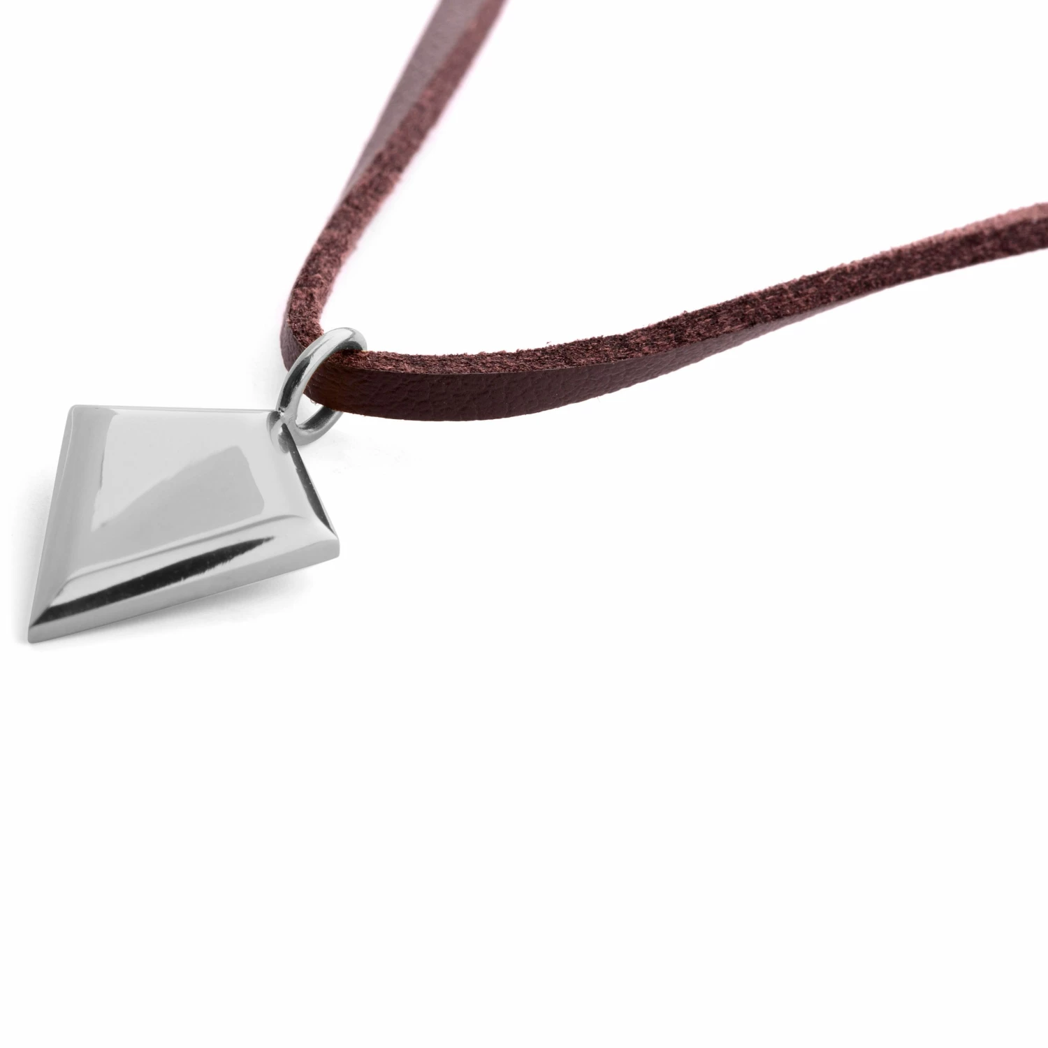 Lucleon Iconic | Brown Leather With Silver-Tone Stainless Steel Triangle Necklace 4 Lucleon Iconic | Brown Leather With Silver-Tone Stainless Steel Triangle Necklace - Image 2