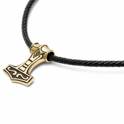 Fort Tempus Black Leather With Gold-Tone Viking Hammer Necklace 9 Fort Tempus Black Leather With Gold-Tone Viking Hammer Necklace -MEN NECKLACES shop 13 3 134