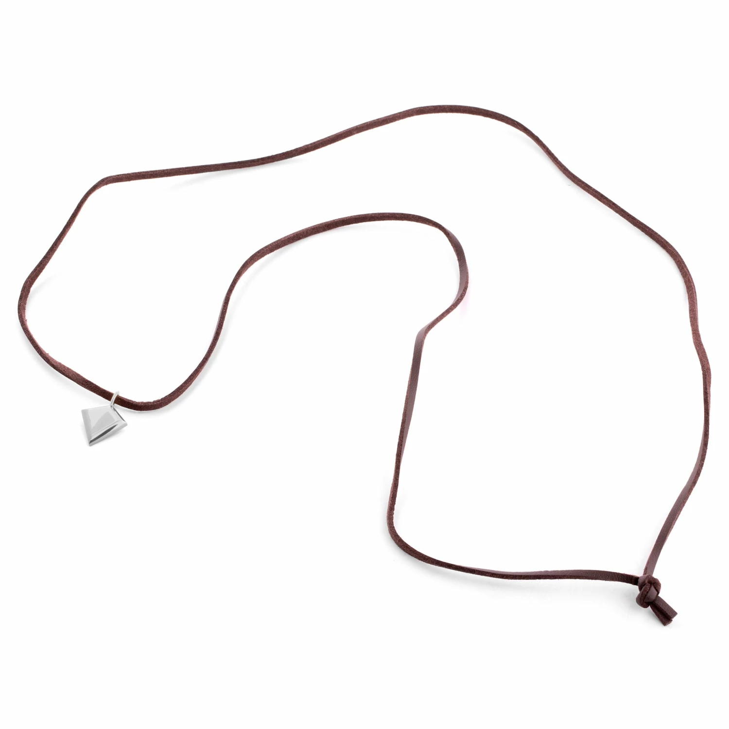 Lucleon Iconic | Brown Leather With Silver-Tone Stainless Steel Triangle Necklace 5 Lucleon Iconic | Brown Leather With Silver-Tone Stainless Steel Triangle Necklace - Image 3