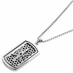 Lucleon Icarus | Silver-Tone Stainless Steel Star Spinning Inner Dog Tag Box Chain Necklace -MEN NECKLACES shop 13 3e881a62518edea0f075cb5974cf3bae3