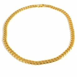 Fort Tempus 10 mm Gold-Tone With Unique Lock Cuban Chain Necklace