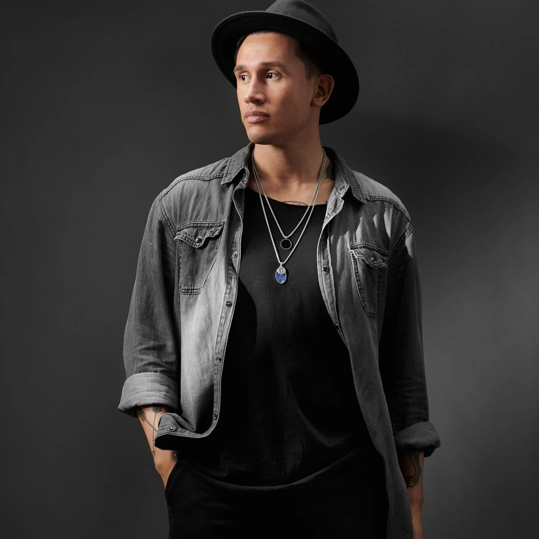 Arkai Orisun | Silver-Tone Stainless Steel Onyx & Sodalite Necklace Layering Set 5 Arkai Orisun | Silver-Tone Stainless Steel Onyx & Sodalite Necklace Layering Set - Image 3