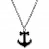 Lucleon Silver-Tone Stainless Steel Anchor With Black Onyx Inlay Wheat Chain Necklace 2 Lucleon Silver-Tone Stainless Steel Anchor With Black Onyx Inlay Wheat Chain Necklace -MEN NECKLACES shop 14 1sidro