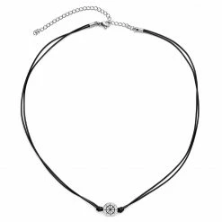 Lucleon Gravel | Silver-Tone Stainless Steel Ship's Wheel & Black Cord Necklace -MEN NECKLACES shop 14 2 copy 12