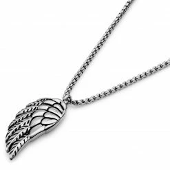 Otsu Egan | Silver-Tone Stainless Steel Feather Wing Box Chain Necklace 11 Otsu Egan | Silver-Tone Stainless Steel Feather Wing Box Chain Necklace -MEN NECKLACES shop 14 2dd975306049631281930901e552ac51d