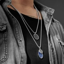 Arkai Orisun | Silver-Tone Stainless Steel Onyx & Sodalite Necklace Layering Set 12 Arkai Orisun | Silver-Tone Stainless Steel Onyx & Sodalite Necklace Layering Set -MEN NECKLACES shop 14 3 24649bm