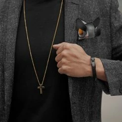 Lucleon Iconic | Gold-Tone Cross Curb Chain Necklace -MEN NECKLACES shop 14495 10001 1 square