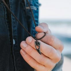 Lucleon Iconic | Brown Leather With Black Stainless Steel Cutout Necklace -MEN NECKLACES shop 14542 necklace