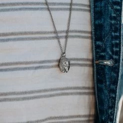 Lucleon Iconic | Silver-Tone Stainless Steel Buddha Curb Chain Necklace -MEN NECKLACES shop 14552 necklace