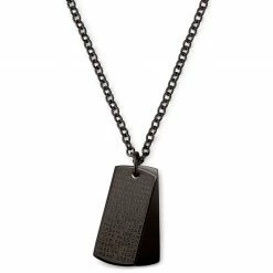 Lucleon Gunmetal Stainless Steel With Motivational Dog Tag Cable Chain Necklace