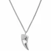 Lucleon Iconic | Silver-Tone Stainless Steel Wolf Tooth Curb Chain Necklace -MEN NECKLACES shop 15 1 201 1