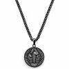 Lucleon Sanctus | Vintage Silver-Tone Stainless Steel St. Benedict Medal Wheat Chain Necklace -MEN NECKLACES shop 15 1e008912bb5e99a14af5761ec8f277824