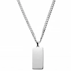 Lucleon Icarus | Silver-Tone Stainless Steel Armor Pattern Dog Tag Curb Chain Necklace -MEN NECKLACES shop 15 217b08b7735cc92a1f6ad69ca996d926c