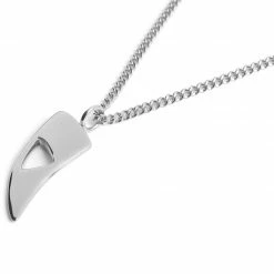 Lucleon Iconic | Silver-Tone Stainless Steel Wolf Tooth Curb Chain Necklace -MEN NECKLACES shop 15 2 143