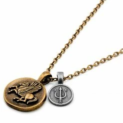 Lucleon Obelius | Vintage Gold-Tone Pegasus & Silver-Tone Atlantis Trident Cable Chain Necklace -MEN NECKLACES shop 15 2f11123be18e8e91244491ac09ce9d2ee