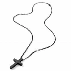 Fort Tempus Black Stainless Steel Cross Cable Chain Necklace -MEN NECKLACES shop 15 3 copy 10