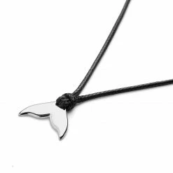 Lucleon Gravel | Silver-Tone Stainless Steel Fish Tail & Black Cord Necklace -MEN NECKLACES shop 15 3 copy 11