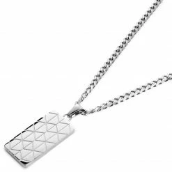 Lucleon Icarus | Silver-Tone Stainless Steel Armor Pattern Dog Tag Curb Chain Necklace -MEN NECKLACES shop 15 3a894ced0e81f7cd654c1910db08ef96d