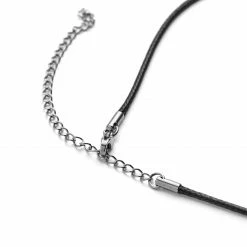 Lucleon Gravel | Silver-Tone Stainless Steel Fish Tail & Black Cord Necklace -MEN NECKLACES shop 15 4 copy 8