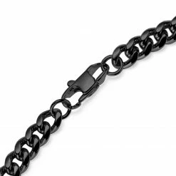 Lucleon 6 mm Black Stainless Steel Cuban Chain Necklace -MEN NECKLACES shop 15133 b neck3 3
