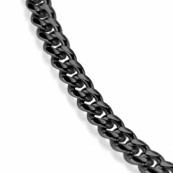 Lucleon 6 mm Black Stainless Steel Cuban Chain Necklace -MEN NECKLACES shop 15133 b neck4 3