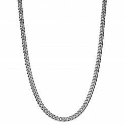 Lucleon 6 mm Silver-Tone Stainless Steel Cuban Chain Necklace