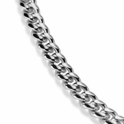 Lucleon 6 mm Silver-Tone Stainless Steel Cuban Chain Necklace -MEN NECKLACES shop 15183 s neck4 2