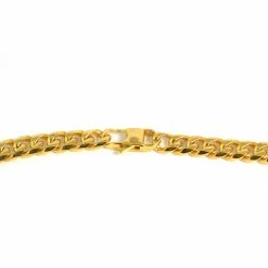 Fort Tempus 10 mm Gold-Tone With Unique Lock Cuban Chain Necklace -MEN NECKLACES shop 15 3 5