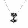 Fort Tempus Silver-Tone Stainless Steel Thor's Hammer & Skull Cable Chain Necklace -MEN NECKLACES shop 15 5 5