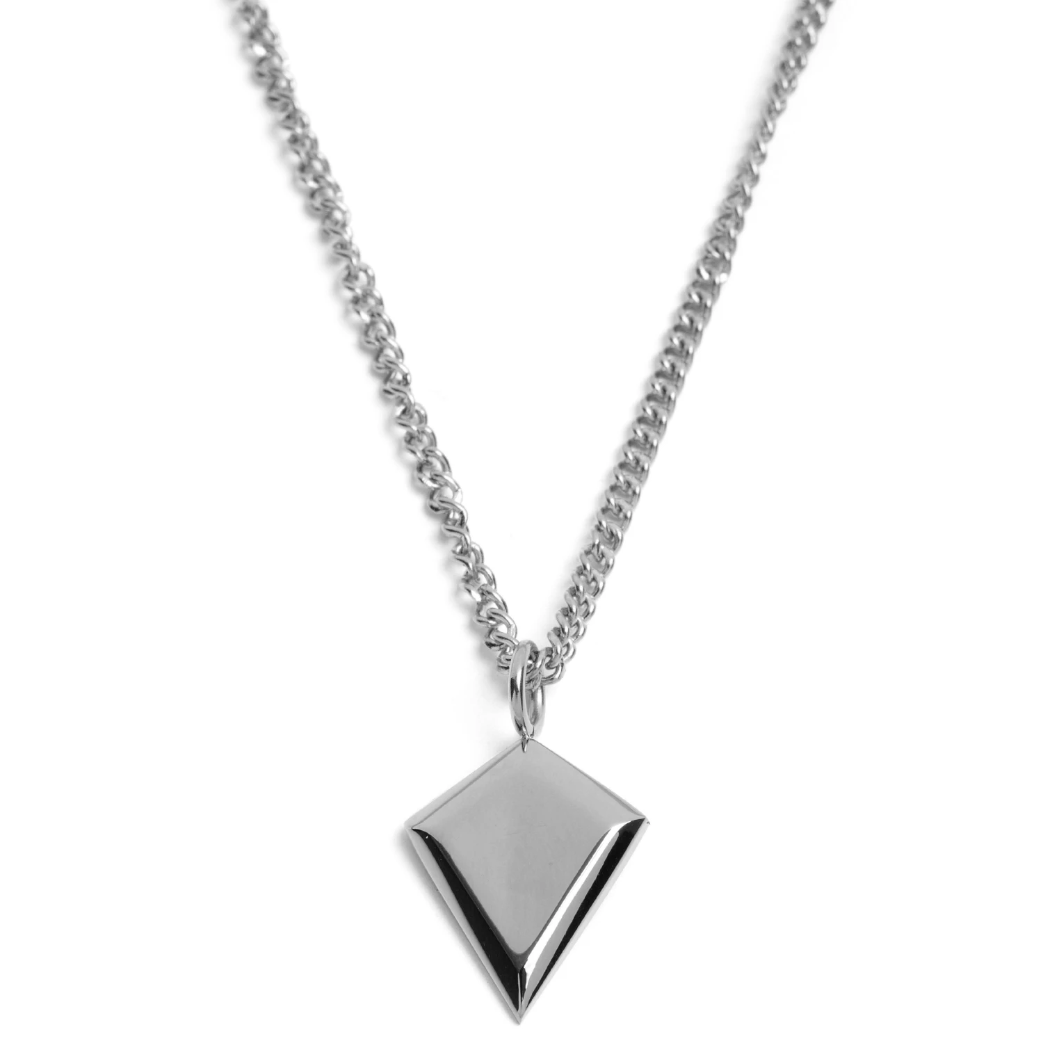 Lucleon Iconic | Silver-Tone Stainless Steel Triangle Curb Chain Necklace 3 Lucleon Iconic | Silver-Tone Stainless Steel Triangle Curb Chain Necklace