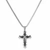 Fort Tempus Silver-Tone & Black Stainless Steel Riveted Cross Box Chain Necklace 2 Fort Tempus Silver-Tone & Black Stainless Steel Riveted Cross Box Chain Necklace -MEN NECKLACES shop 16 1 copy 13