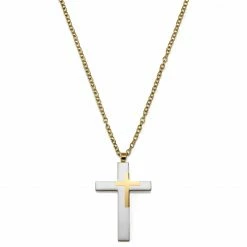 Lucleon Silver- & Gold-Tone Stainless Steel Cross Cable Chain Necklace -MEN NECKLACES shop 16 1f326c07093bc2f6189fa926d5f75479b