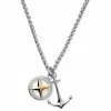 Lucleon Silver-Tone Stainless Steel Anchor With Silver- & Gold-Tone Compass Wheat Chain Necklace -MEN NECKLACES shop 16 1sidro