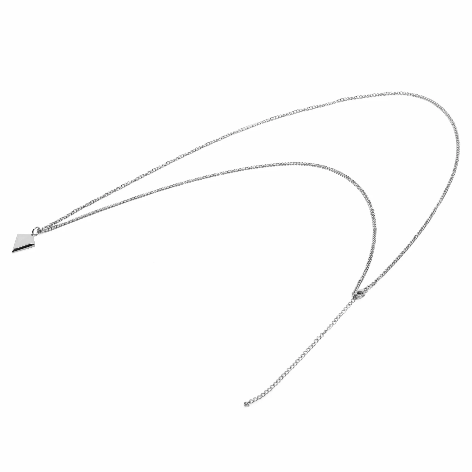 Lucleon Iconic | Silver-Tone Stainless Steel Triangle Curb Chain Necklace 5 Lucleon Iconic | Silver-Tone Stainless Steel Triangle Curb Chain Necklace - Image 3