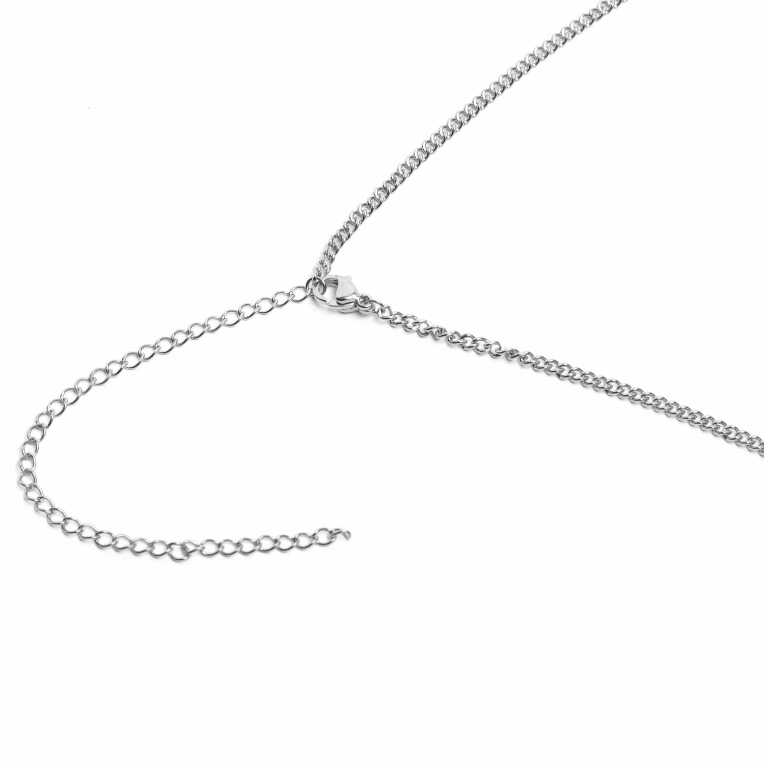 Lucleon Iconic | Silver-Tone Stainless Steel Triangle Curb Chain Necklace 6 Lucleon Iconic | Silver-Tone Stainless Steel Triangle Curb Chain Necklace - Image 4
