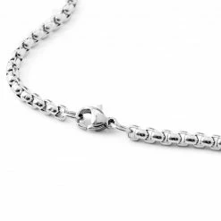 Fort Tempus Silver-Tone & Black Stainless Steel Riveted Cross Box Chain Necklace -MEN NECKLACES shop 16 5 copy 5