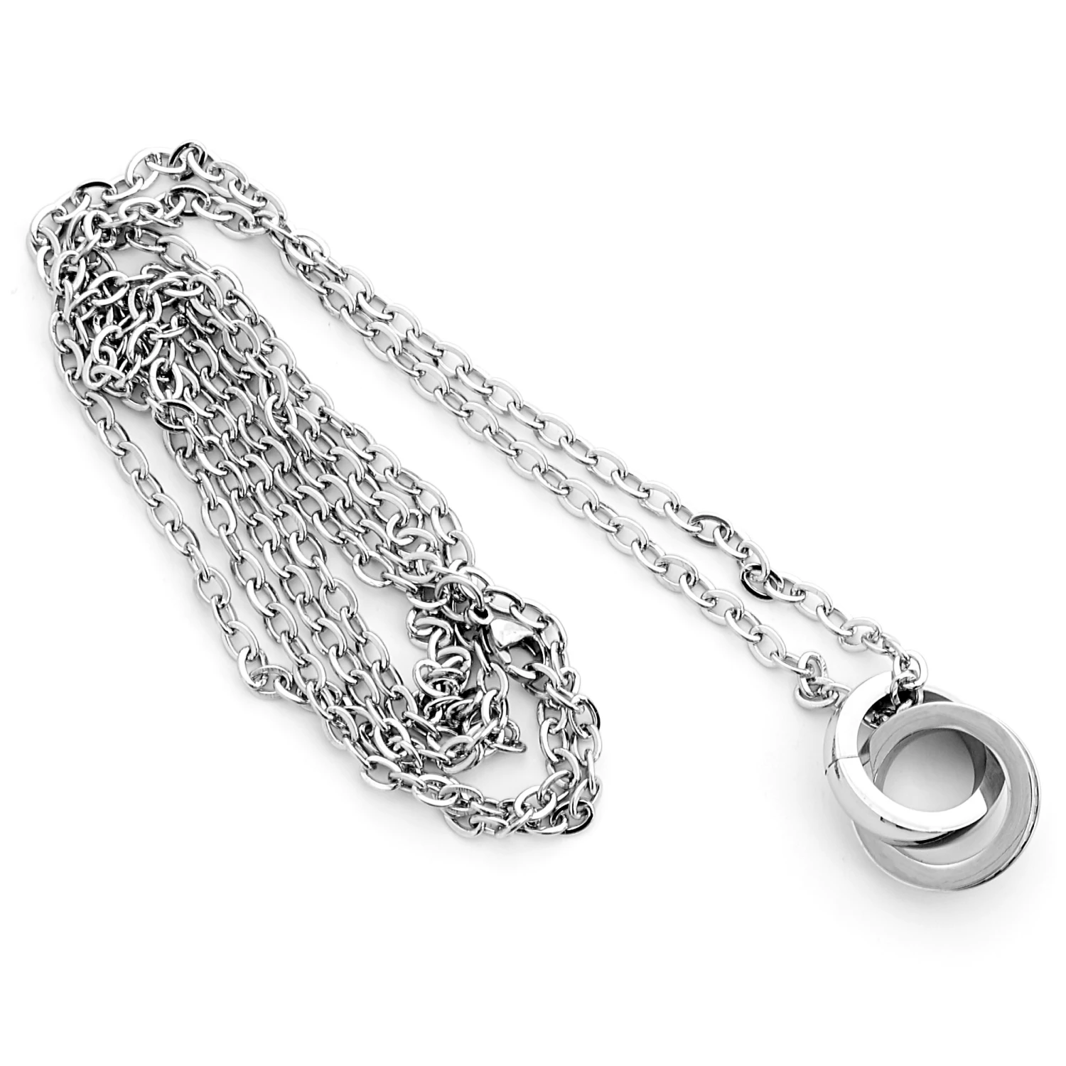 Fort Tempus Silver-Tone Stainless Steel Linked Ring Cable Chain Necklace 4 Fort Tempus Silver-Tone Stainless Steel Linked Ring Cable Chain Necklace - Image 2