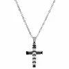 Fort Tempus Silver-Tone Stainless Steel Iced Cross Cable Chain Necklace -MEN NECKLACES shop 17 1 copy 11