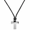 Lucleon Gravel | Silver-Tone Stainless Steel Cross & Black Cord Necklace -MEN NECKLACES shop 17 1 copy 12