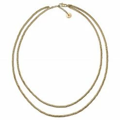 Arkai Rico | 3 mm Gold-Tone Double Layered Curb Chain Necklace -MEN NECKLACES shop 17 1b2d00b35afb7417d3e1a24ee7ad9fd93