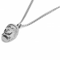 Lucleon Iconic | Silver-Tone Stainless Steel Buddha Curb Chain Necklace -MEN NECKLACES shop 17 2 106