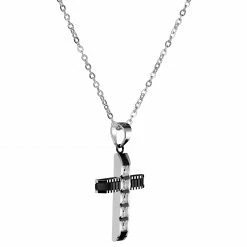 Fort Tempus Silver-Tone Stainless Steel Iced Cross Cable Chain Necklace -MEN NECKLACES shop 17 2 copy 10